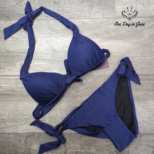 Shekini Halter Tie Knot Tie Side Bikini Swimsuit Size S